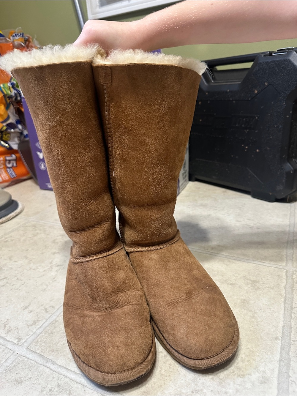 UGG Chestnut Tall Suede Shearling Boots